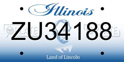 ZU34188 Illinois License Plate