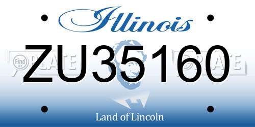 ZU35160 Illinois License Plate