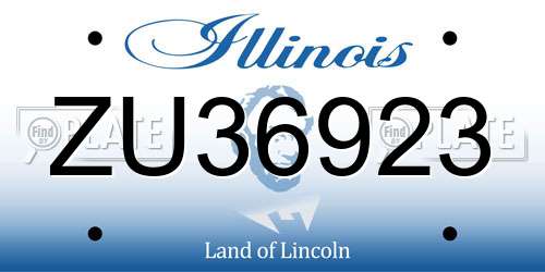 ZU36923 Illinois License Plate