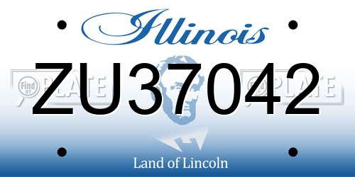 ZU37042 Illinois License Plate