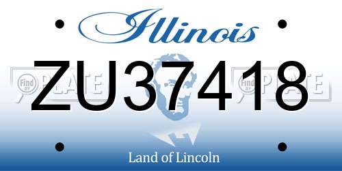 ZU37418 Illinois License Plate