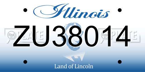 ZU38014 Illinois License Plate