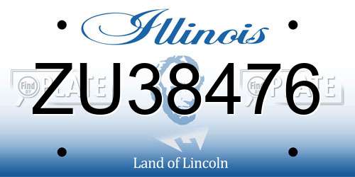 ZU38476 Illinois License Plate
