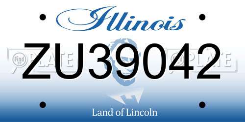 ZU39042 Illinois License Plate