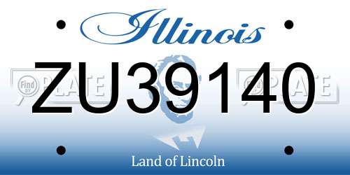 ZU39140 Illinois License Plate