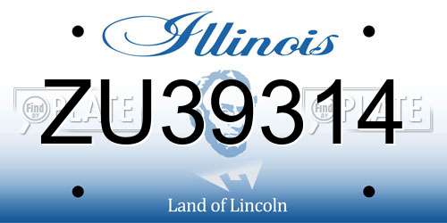 ZU39314 Illinois License Plate