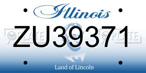 ZU39371 Illinois License Plate