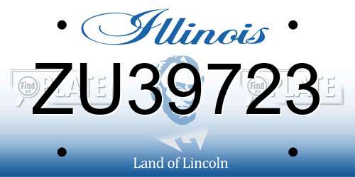 ZU39723 Illinois License Plate