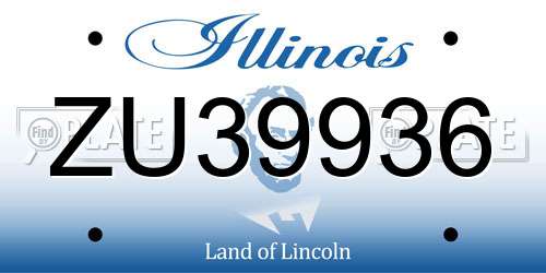ZU39936 Illinois License Plate