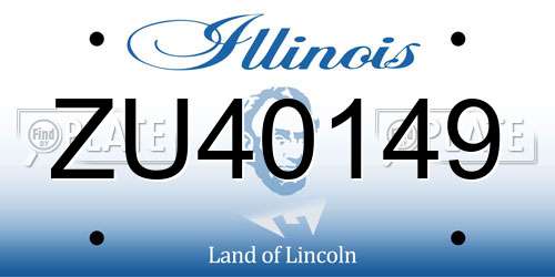 ZU40149 Illinois License Plate