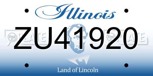 ZU41920 Illinois License Plate