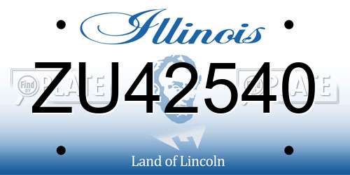 ZU42540 Illinois License Plate