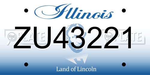 ZU43221 Illinois License Plate