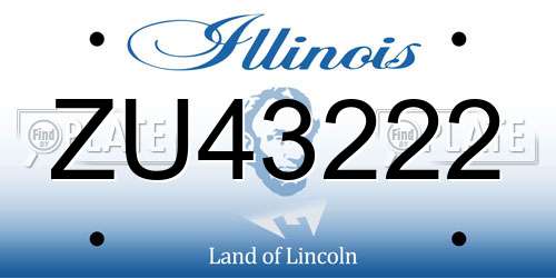 ZU43222 Illinois License Plate