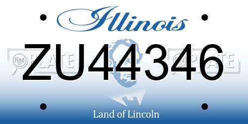 ZU44346 Illinois License Plate