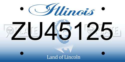 ZU45125 Illinois License Plate