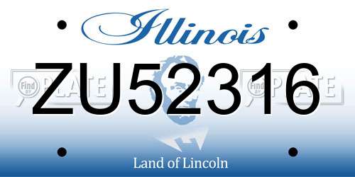 ZU52316 Illinois License Plate