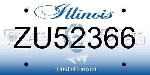 ZU52366 Illinois License Plate