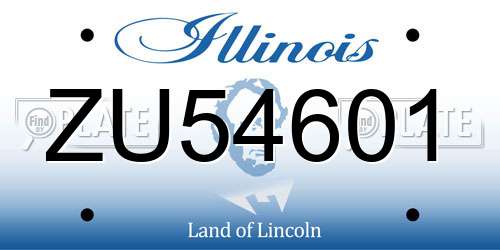ZU54601 Illinois License Plate