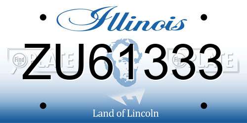 ZU61333 Illinois License Plate