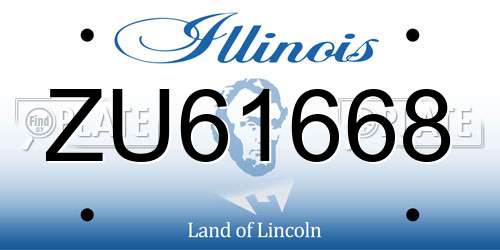 ZU61668 Illinois License Plate