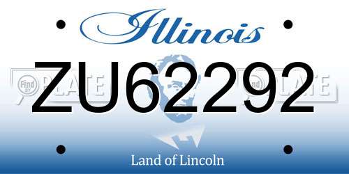 ZU62292 Illinois License Plate