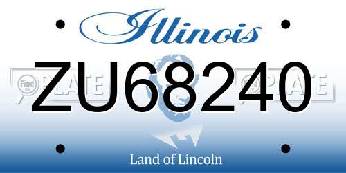 ZU68240 Illinois License Plate