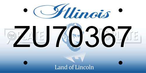ZU70367 Illinois License Plate