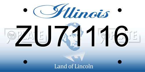 ZU71116 Illinois License Plate