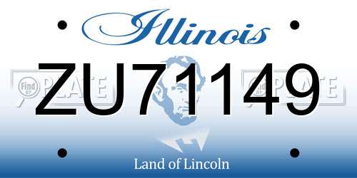 ZU71149 Illinois License Plate