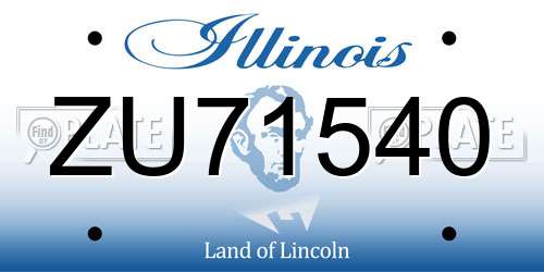 ZU71540 Illinois License Plate