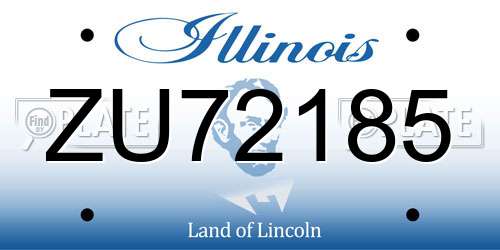 ZU72185 Illinois License Plate