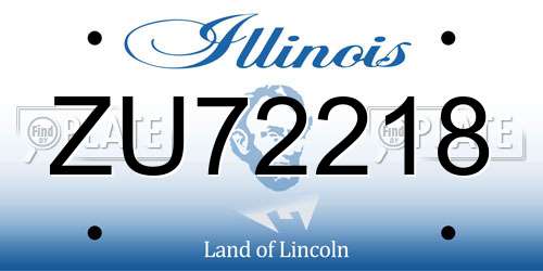 ZU72218 Illinois License Plate