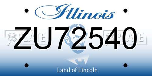 ZU72540 Illinois License Plate