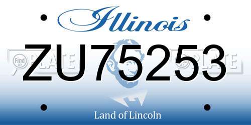 ZU75253 Illinois License Plate