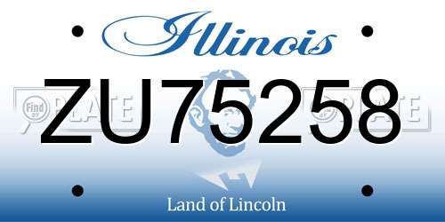 ZU75258 Illinois License Plate