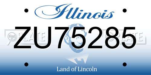 ZU75285 Illinois License Plate