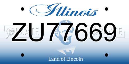 ZU77669 Illinois License Plate