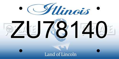 ZU78140 Illinois License Plate