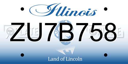 ZU7B758 Illinois License Plate