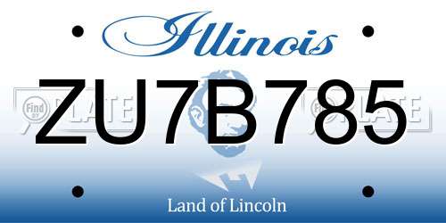 ZU7B785 Illinois License Plate