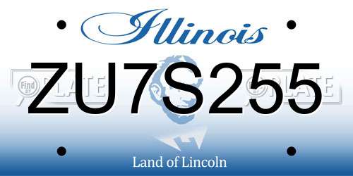 ZU7S255 Illinois License Plate
