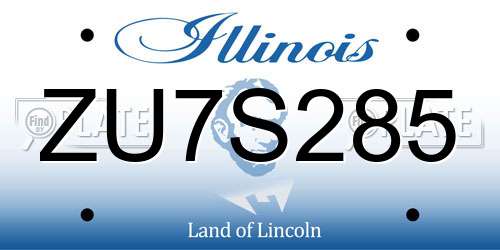 ZU7S285 Illinois License Plate
