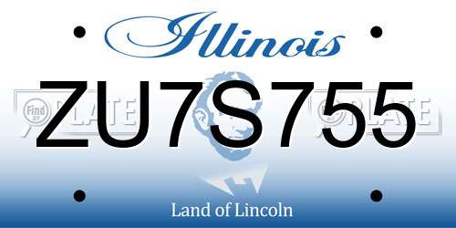 ZU7S755 Illinois License Plate