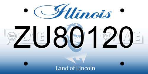 ZU80120 Illinois License Plate