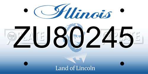 ZU80245 Illinois License Plate