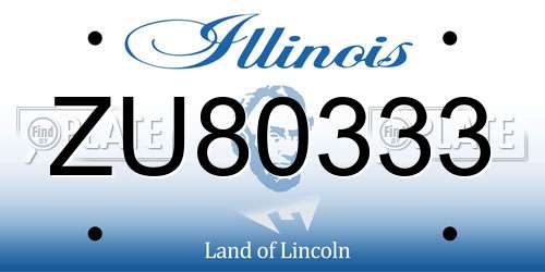 ZU80333 Illinois License Plate