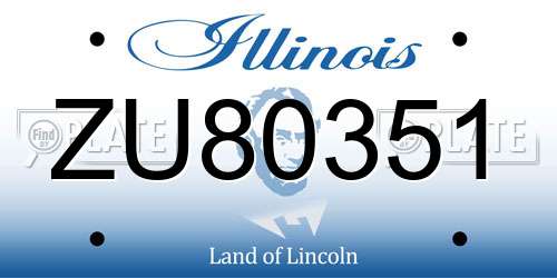 ZU80351 Illinois License Plate