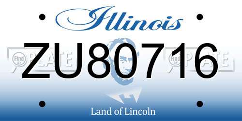 ZU80716 Illinois License Plate
