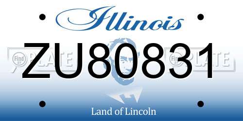 ZU80831 Illinois License Plate